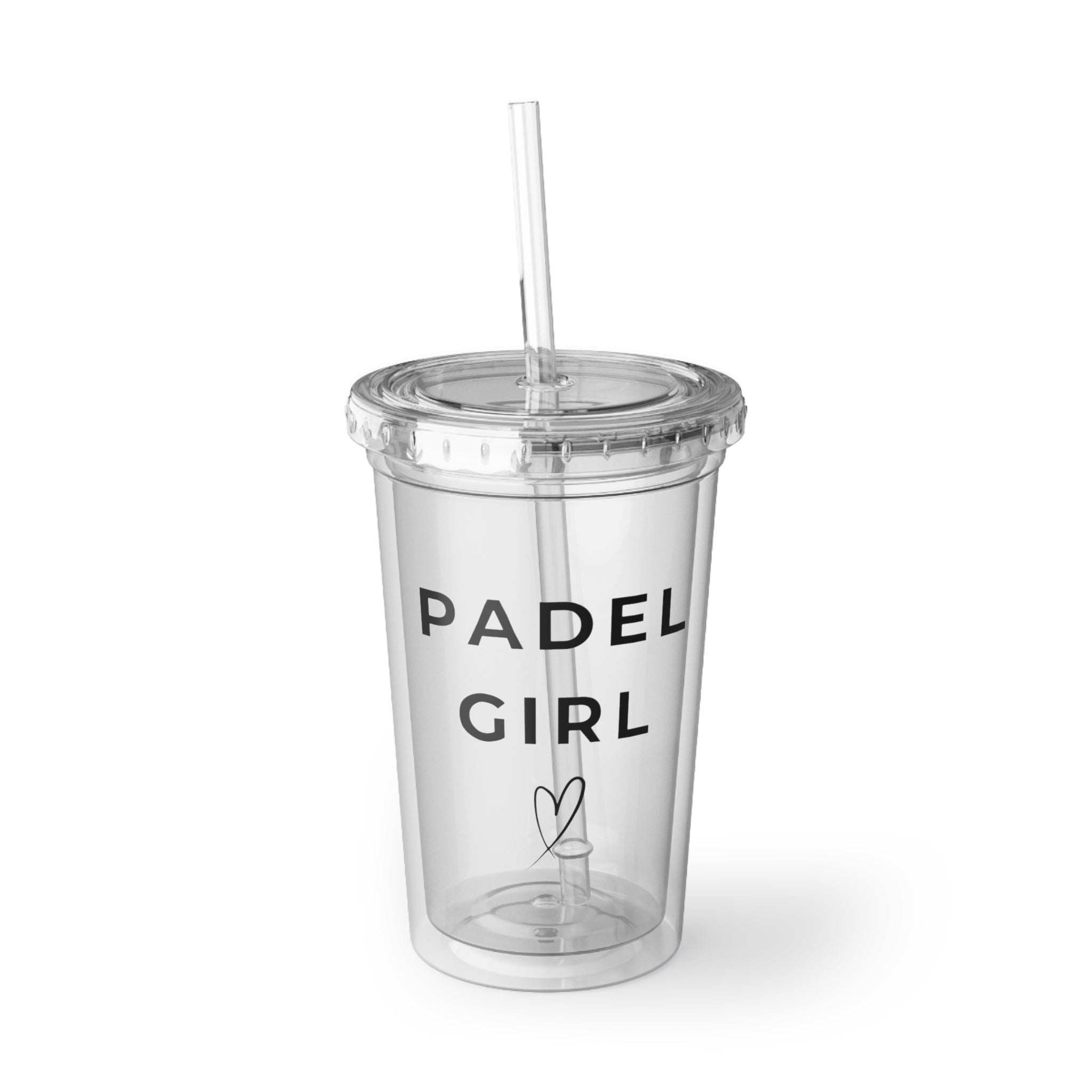 padel girl acrylic tumbler — clear travel cup with straw