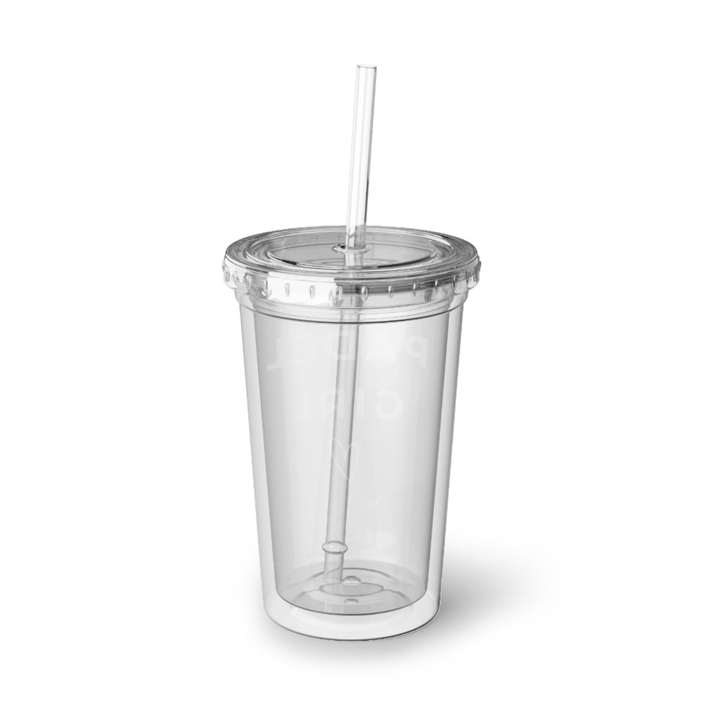 padel girl acrylic tumbler — clear travel cup with straw