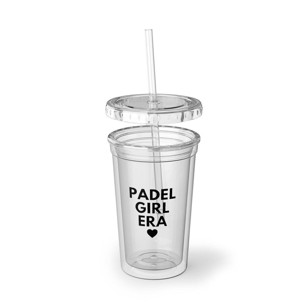padel girl era acrylic tumbler — clear travel cup with straw