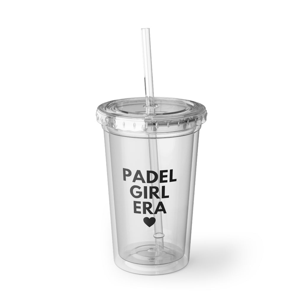 padel girl era acrylic tumbler — clear travel cup with straw